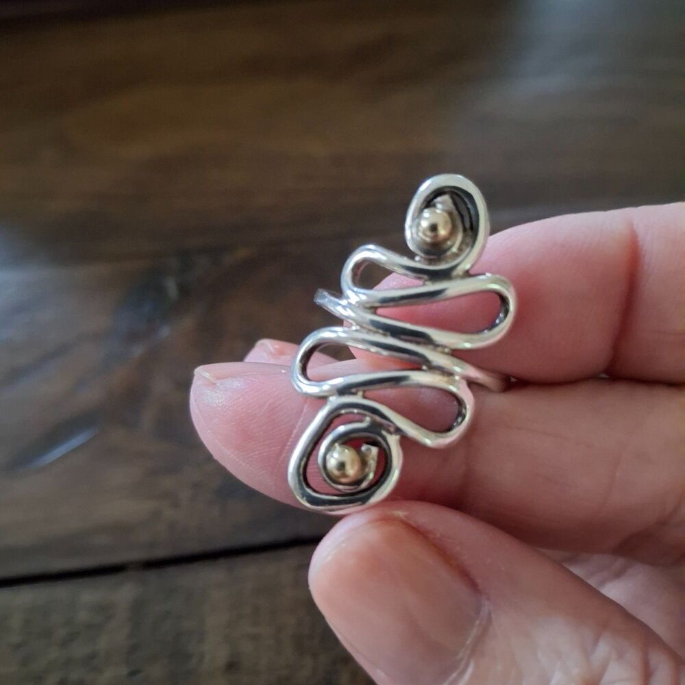 Handcrafted Sterling Silver Wire Wrap Spiral Ring Size 12 Artisan Statement